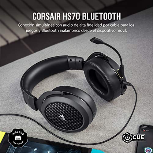 Corsair HS70 Bluetooth Auriculares Diadema Negro Conector de 3,5 mm USB Tipo C