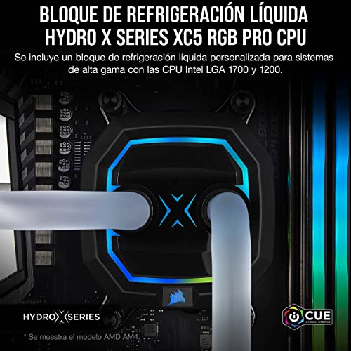 Corsair Hydro X Series XC5 RGB PRO Bloque de refrigeración líquida para CPU Intel LGA 1700, 1200, 115X (Cold Plate de cobre, 110 aletas de microrrefrigeración, 16 LEDs RGB) Negro