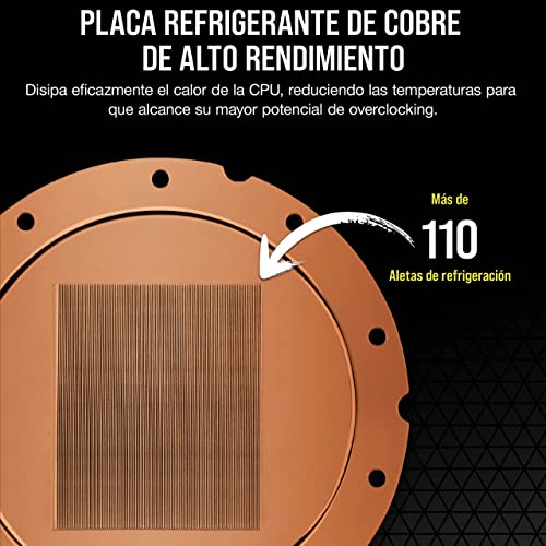 Corsair Hydro X Series XC5 RGB PRO Bloque de refrigeración líquida para CPU Intel LGA 1700, 1200, 115X (Cold Plate de cobre, 110 aletas de microrrefrigeración, 16 LEDs RGB) Negro