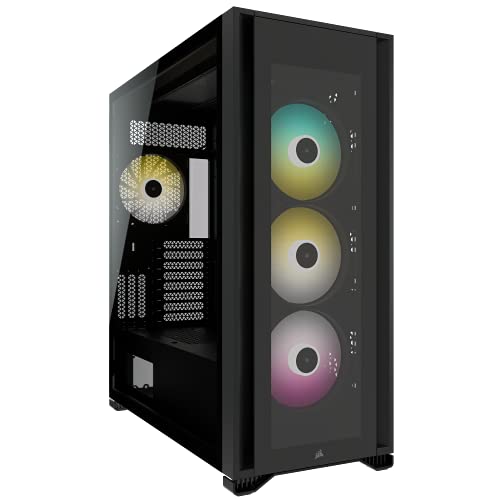Corsair iCUE 7000X RGB Chasis para PC Inteligente ATX Full-Tower, Tres Paneles de Cristal Templado, Cuatro Ventiladores RGB de 140 mm Incluidos, Espacioso Interior, Negro