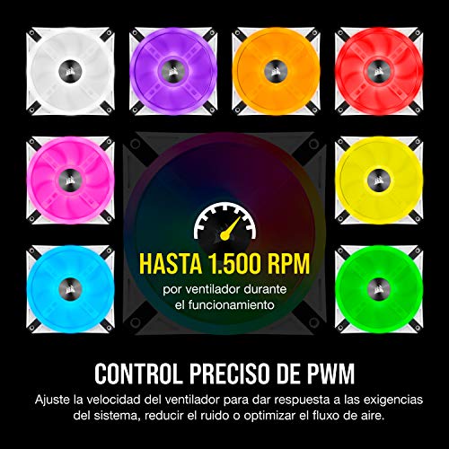 Corsair iCUE QL120 RGB, Ventilador LED RGB de 120 mm , 34 LED RGB Direccionables Individualmente, De Hasta 1500 RPM, Silencioso, Amortiguadores Antivibraciones, Paquete Individual , Blanco
