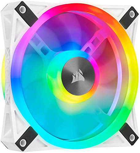 Corsair iCUE QL120 RGB, Ventilador LED RGB de 120 mm , 34 LED RGB Direccionables Individualmente, De Hasta 1500 RPM, Silencioso, Amortiguadores Antivibraciones, Paquete Individual , Blanco