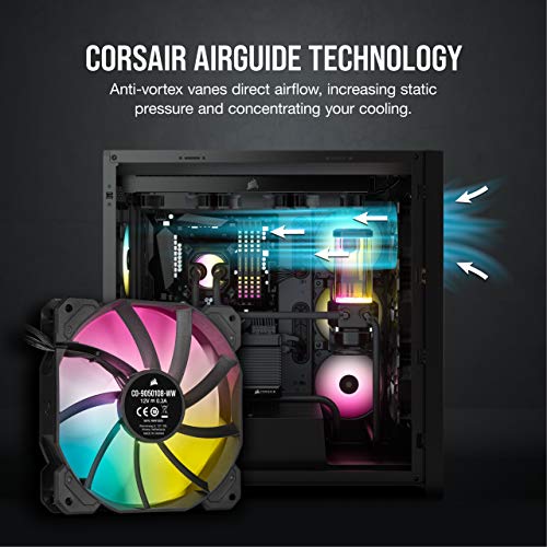 Corsair iCUE SP120 RGB ELITE Kit de 3 Ventiladores RGB 120mm PWM con controlador iCUE Lightning Node CORE