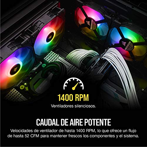 Corsair iCUE SP120 RGB PRO - Ventilador de chasis de 120mm, Silencioso, de Flujo de aire elevado, Paquete Triple