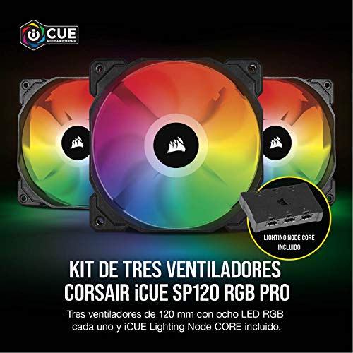 Corsair iCUE SP120 RGB PRO - Ventilador de chasis de 120mm, Silencioso, de Flujo de aire elevado, Paquete Triple