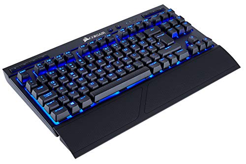Corsair K63 - Teclado mecánico para Juegos (Cherry MX Red: Funcionamiento Suave y rápido, retroiluminación LED Azul, QUERTZ), Color Negro