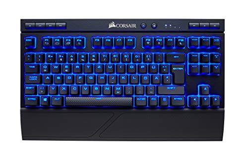 Corsair K63 - Teclado mecánico para Juegos (Cherry MX Red: Funcionamiento Suave y rápido, retroiluminación LED Azul, QUERTZ), Color Negro