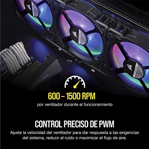 Corsair LL140 RGB Ventilador de PC (140 mm, Doble Halo RGB LED PWM) Paquete Soltero