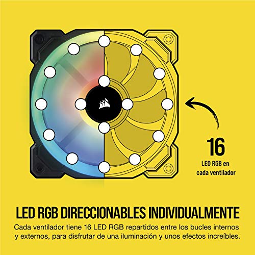 Corsair LL140 RGB Ventilador de PC (140 mm, Doble Halo RGB LED PWM) Paquete Soltero