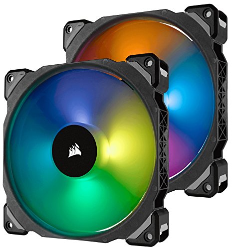 Corsair ML140 Pro - Ventilador de levitación magnética, 140 mm premium, con LED RGB, paquete de 2 ventiladores con Lighting Node PRO (CO-9050078-WW)