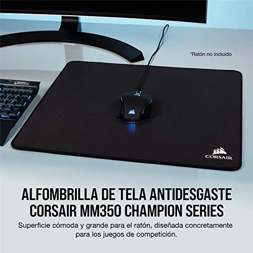Corsair MM350 Champion Alfombrilla para Juegos de Tela antidesgaste Premium de campeones, Tamaño XL, Negro
