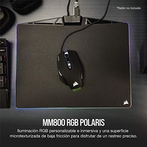Corsair MM800 RGB - Alfombrilla de ratón para juego (medio, 15 zonas RGB, superficie dura), negro