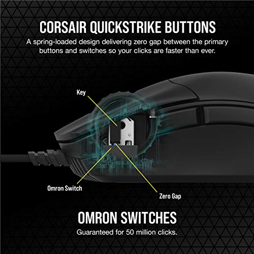 CORSAIR Sabre PRO Champion Series Gaming Mouse – Forma ergonómica para Esports y juego competitivo – Ultraligero 69g – Cable de Paracord flexible – Botones CORSAIR QUICKSTRIKE con cero brecha