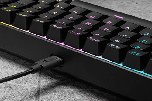 Corsair Teclado mecánico para Juegos K65 RGB Mini 60% con Teclas ABS (retroiluminación RGB Personalizable, Interruptor Rojo Cherry MX: Lineal y rápido, tecnología AXON) Italiano QWERTY, Negro