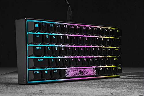 Corsair Teclado mecánico para Juegos K65 RGB Mini 60% con Teclas ABS (retroiluminación RGB Personalizable, Interruptor Rojo Cherry MX: Lineal y rápido, tecnología AXON) Italiano QWERTY, Negro
