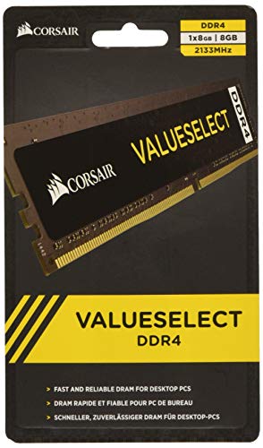 Corsair Value Select - Módulo de Memoria Principal de 8 GB (1 x 8 GB, DDR4, 2133 MHz, CL15), Negro (CMV8GX4M1A2133C15)
