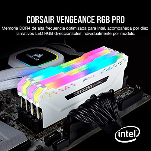 Corsair Vengeance RGB Pro - Kit de Memoria Entusiasta 16 GB (2 x 8 GB), DDR4, 3200 MHz, C16, XMP 2.0, Iluminación LED RGB, Blanco