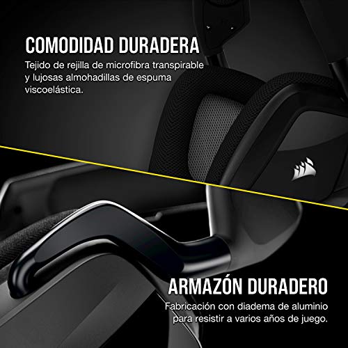 Corsair VOID ELITE RGB USB Auriculares para Juegos, Cableado, USB, (7.1 Sonido envolvente, Micrófono omnidireccional, Personalizable Iluminación, Microfibra de rejilla almohadillas) Negro