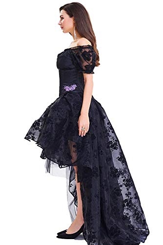 coswe - prenda de mujer, color negro, Irregular, estilo Steampunk, con gasa, para Cosplay