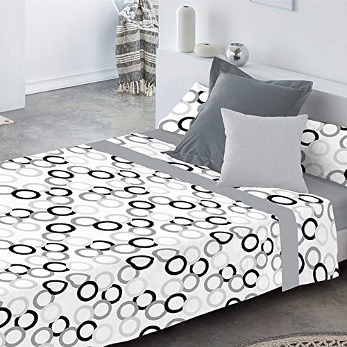 COTTON ARTean Juego de sabanas POPY Gris Cama de 150 x 190/200.