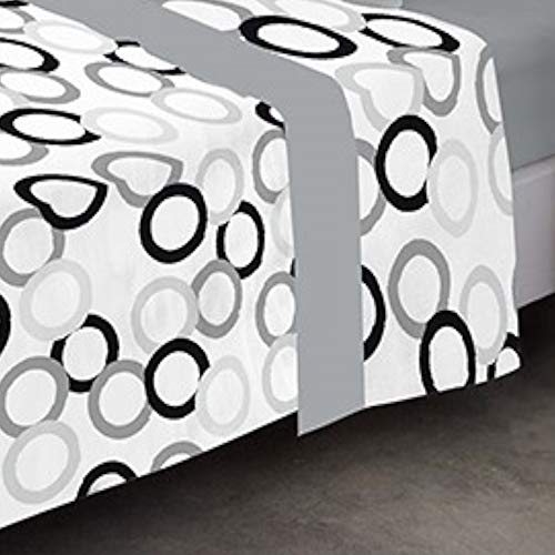 COTTON ARTean Juego de sabanas POPY Gris Cama de 150 x 190/200.