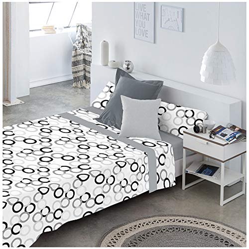 COTTON ARTean Juego de sabanas POPY Gris Cama de 150 x 190/200.