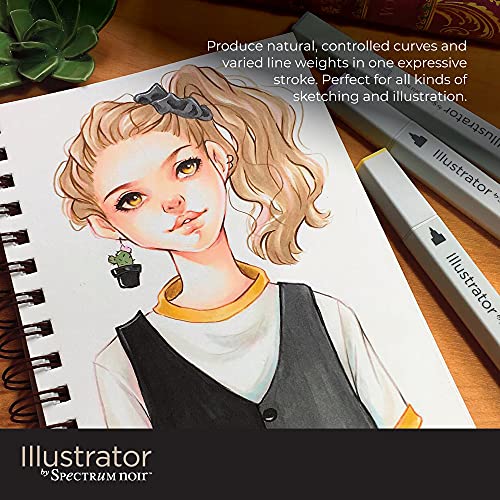 Crafter's Companion Spectrum Noir Illustrator - Juego de rotuladores con puntas japonesas (36 unidades), color madera, multicolor, talla única