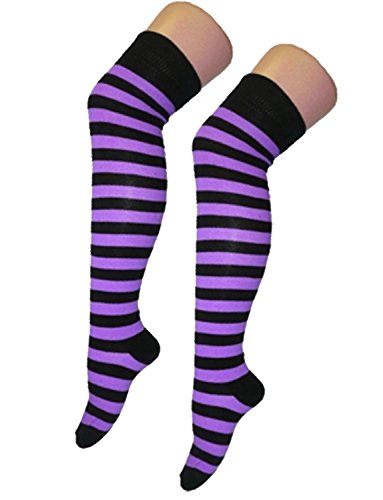 Crazy Chick - Calcetines elásticos para mujer, color negro y morado