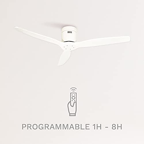 CREATE IKOHS WINDCALM DC - Ventilador de Techo, Silencioso, 3 Aspas, Mando a Distancia, 132 cm de Diámetro, 6 Velocidades,Temporizador, Aspas de Madera, Motor DC, 40W