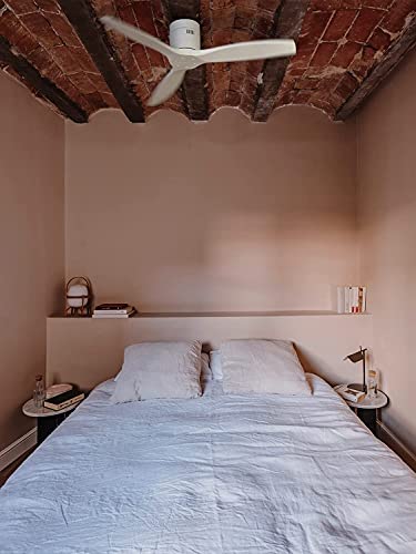 CREATE IKOHS WINDCALM DC - Ventilador de Techo, Silencioso, 3 Aspas, Mando a Distancia, 132 cm de Diámetro, 6 Velocidades,Temporizador, Aspas de Madera, Motor DC, 40W