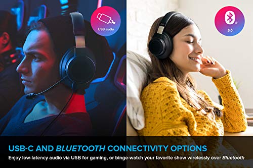 Creative SXFI Air Gamer – Cascos de Juegos USB-C con Bluetooth 5.0, ANC CommanderMic, SXFI Battle Mode Optimized para FPS, 11 Horas de batería, GamerChat Compatible con PC, PS4 y Nintendo Switch