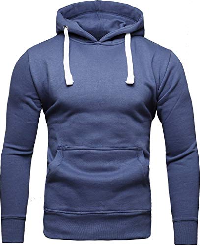 Crone Carlo Basic - Sudadera de forro polar con capucha para hombre, 100% algodón vegano azul claro M