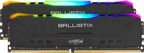Crucial Ballistix BL2K8G36C16U4BL RGB, 3600 MHz, DDR4, DRAM, Memoria Gamer para Ordenadores de sobremesa, 16GB (8GBx2), CL16, Negro
