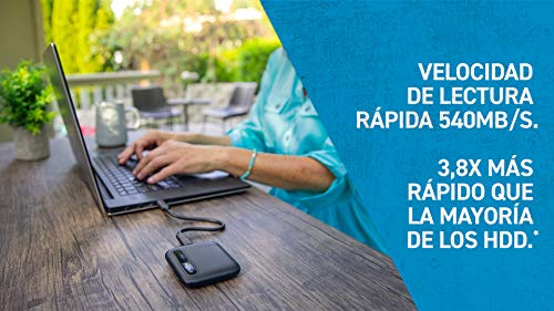 Crucial CT1000X6SSD9 X6 1 TB SSD portátil, de hasta 540 MB/s, USB 3.2, Unidad de estado sólido externa, USB-C