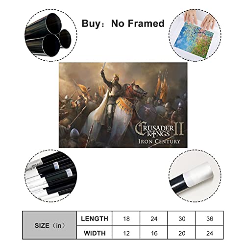 Crusader Kings II - Póster de lona para decoración de dormitorio, deportes, paisaje, oficina, habitación, decoración, regalo, estilo Unframe-style116 × 24 pulgadas (40 × 60 cm)