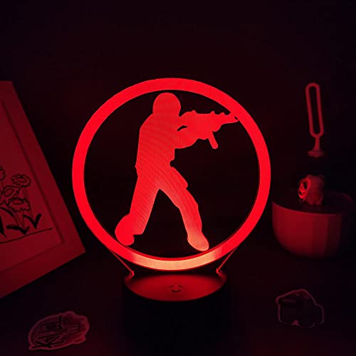 Cs Go Counter-Strike Game Logo Mark Lámparas 3D Led Neon Rgb Luces nocturnas Cumpleaños S Cama Habitación Mesita de noche Decoración colorida-With_Remote