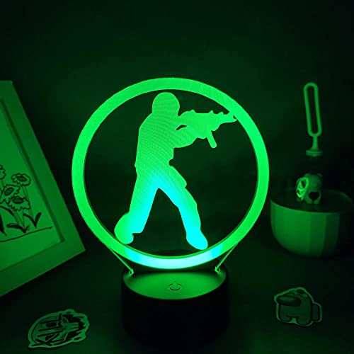 Cs Go Counter-Strike Game Logo Mark Lámparas 3D Led Neon Rgb Luces nocturnas Cumpleaños S Cama Habitación Mesita de noche Decoración colorida-With_Remote