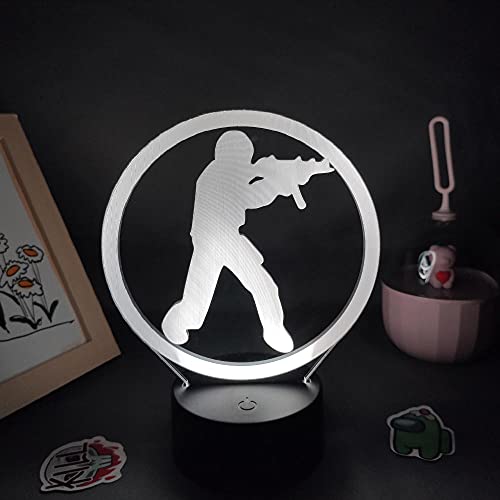 Cs Go Counter-Strike Game Logo Mark Lámparas 3D Led Neon Rgb Luces nocturnas Cumpleaños S Cama Habitación Mesita de noche Decoración colorida-With_Remote