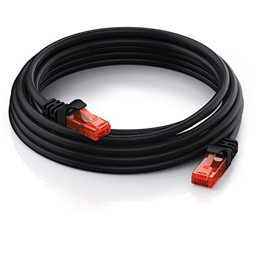 CSL - 5m Cable de Red Gigabit Ethernet LAN Cat.6 RJ45-1000Mbit s - Cable de conexión a Red - UTP - Compatible con Cat.5 Cat.5e Cat.7 - Conmutador Router módem Punto de Acceso -Negro