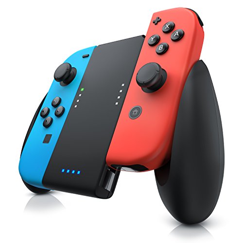 CSL - Cargador de batería Compatible con Nintendo Switch Joy-con - Charger - Carga Mientras juegas - Batería Recargable de Iones de Litio de 1000 mAh - LED de Estado - Comfort Grip