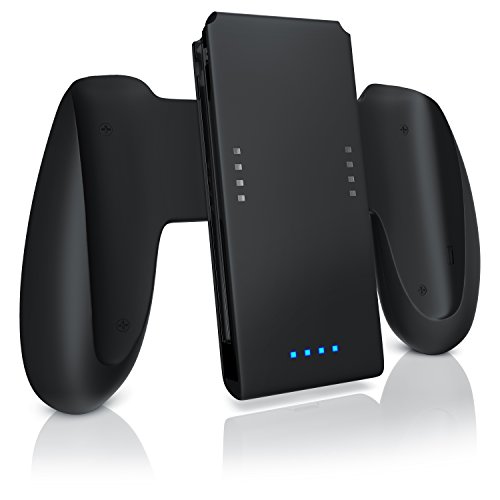 CSL - Cargador de batería Compatible con Nintendo Switch Joy-con - Charger - Carga Mientras juegas - Batería Recargable de Iones de Litio de 1000 mAh - LED de Estado - Comfort Grip