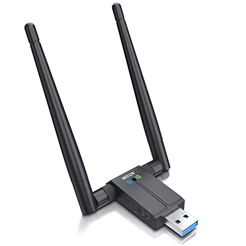CSL – WiFi USB 3.2 Gen1 Stick 1300 Mbps Dual Band – WiFi 2,4 + 5 GHz Antenas externas 2 x 5 dBi – Mini Adaptador Stick Wireless LAN dongle WiFi Dongle Alta Velocidad para PC con Windows 10, 8.1, 8, 7