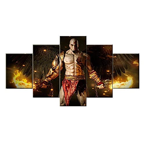 Cuadro En Lienzo Decoracion 5 Piezas HD Imagen Impresiones En Lienzo Pósters De Figuras De God of War Kratos Lienzo Grandes XXL Murales Pared 5 Paneles De Pinturas De Obras De Arte Moderno