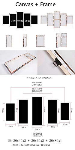 Cuadro en Lienzo Decorativo Para Pared 5 Paneles Pintura Pared Arte Lienzo Impresion 5 Pieza HD Imagen Impresiones Jugando con delfines Pinturas de Obras de Arte Moderno 150X80Cm