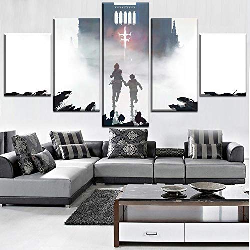 Cuadro Juego A Plague Tale Innocence 2019 Xxl Impresiones En Lienzo 5 Piezas Cuadro Moderno En Lienzo Decoración Para El Arte De La Pared Del Hogar 150×80 Cm Hd Impreso Mural (Enmarcado)