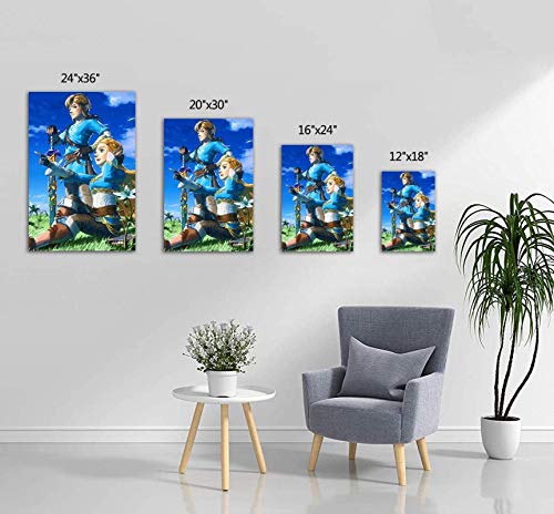 cuadros decoracion salon listones de madera|60x90cm|Frameloos The Legend of Zelda Breath of the Wild Videojuego moderno Princess Zelda Link Art Home