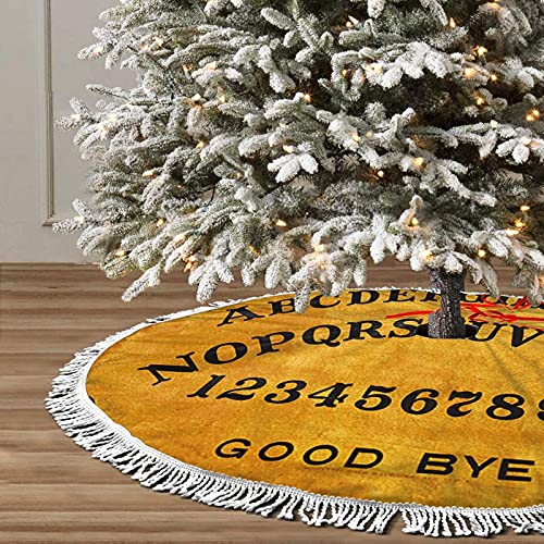 Cubierta base para falda de árbol de Navidad, detrás de Ouija Board's Baltimore Origins Tree Mat Navidad con adornos de borla decoración fiesta 36 pulgadas