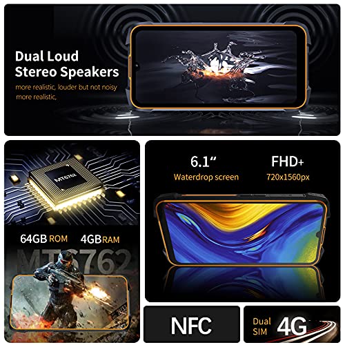 CUBOT Kingkong 5 Pro teléfono Inteligente para Exteriores sin Contrato 8000mAh Android 11,teléfono móvil Impermeable con cámara de 48MP,Pantalla de 6.1 Pulgadas,4GB RAM / 64 GB,4G Dual SIM, Negro