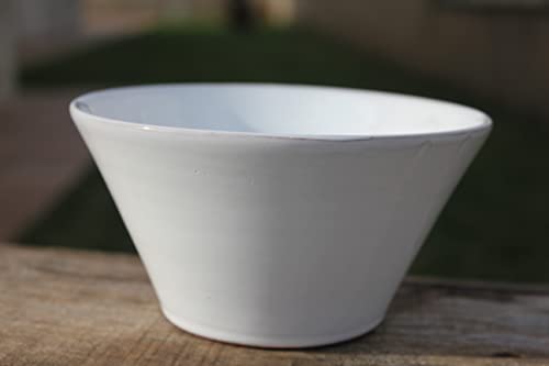 CUENCO DE BARRO BLANCO VINTAGE. DE CERÁMICA ARTESANAL. 15,5CM. Hecho a mano. ENVÍO GRATIS.