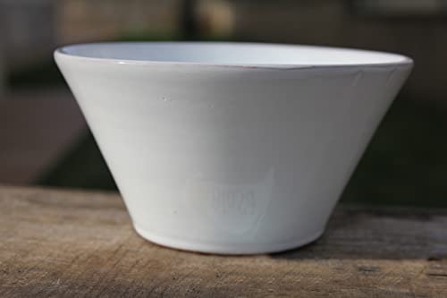 CUENCO DE BARRO BLANCO VINTAGE. DE CERÁMICA ARTESANAL. 15,5CM. Hecho a mano. ENVÍO GRATIS.